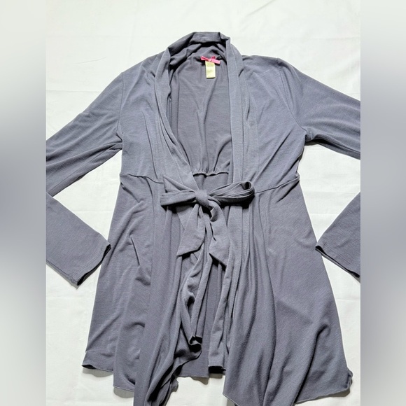 Downeast Basic Womens Cardigan Large Gray Open Front Long Sleeve - Picture 2 of 8